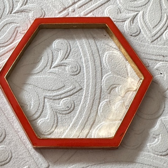 Designer Kate Spade Bracelet Bangle Orange Enamel & Gold Tone Hexagon Rare 5374 - Picture 2 of 8